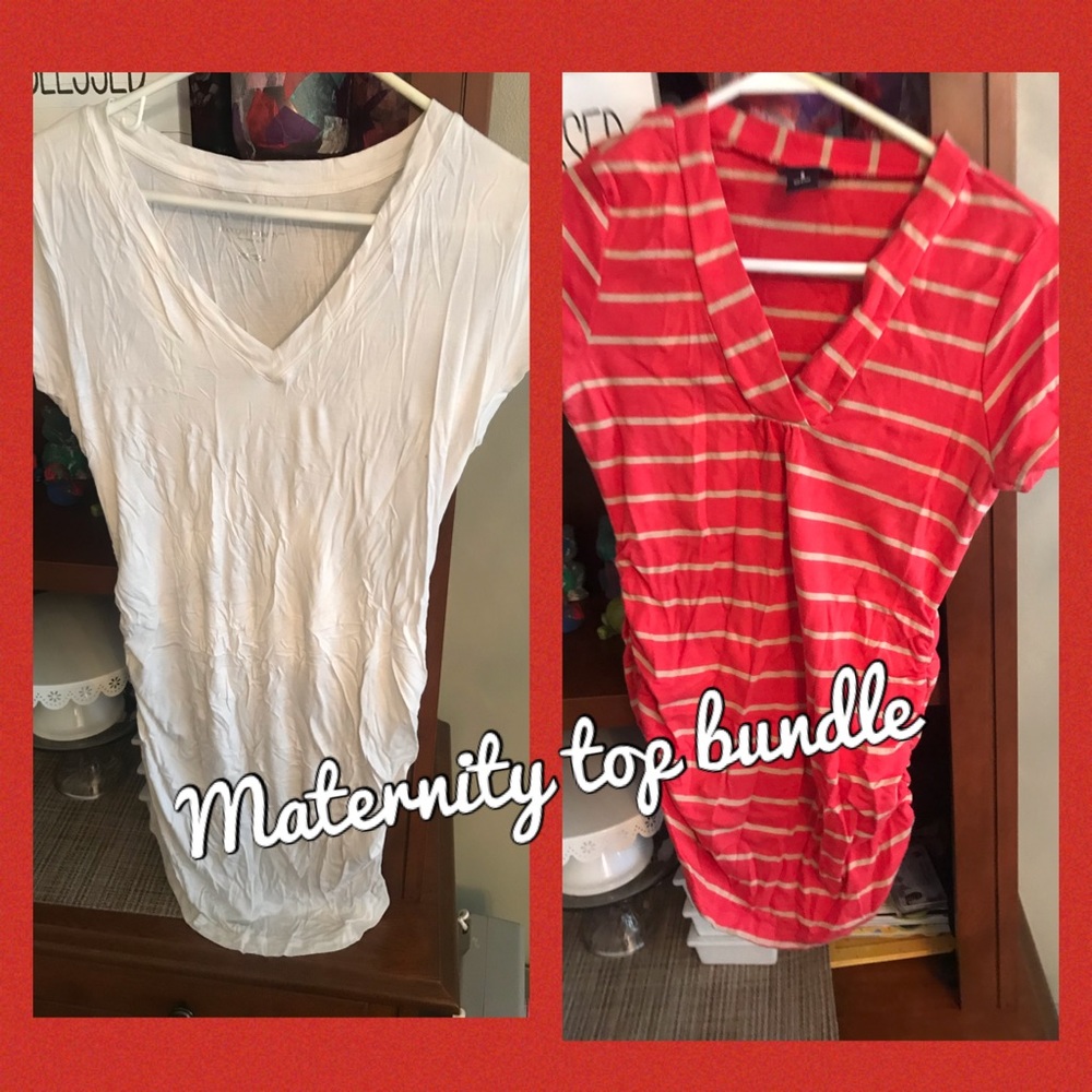 Bundle of 2 short sleeve maternity tops- small